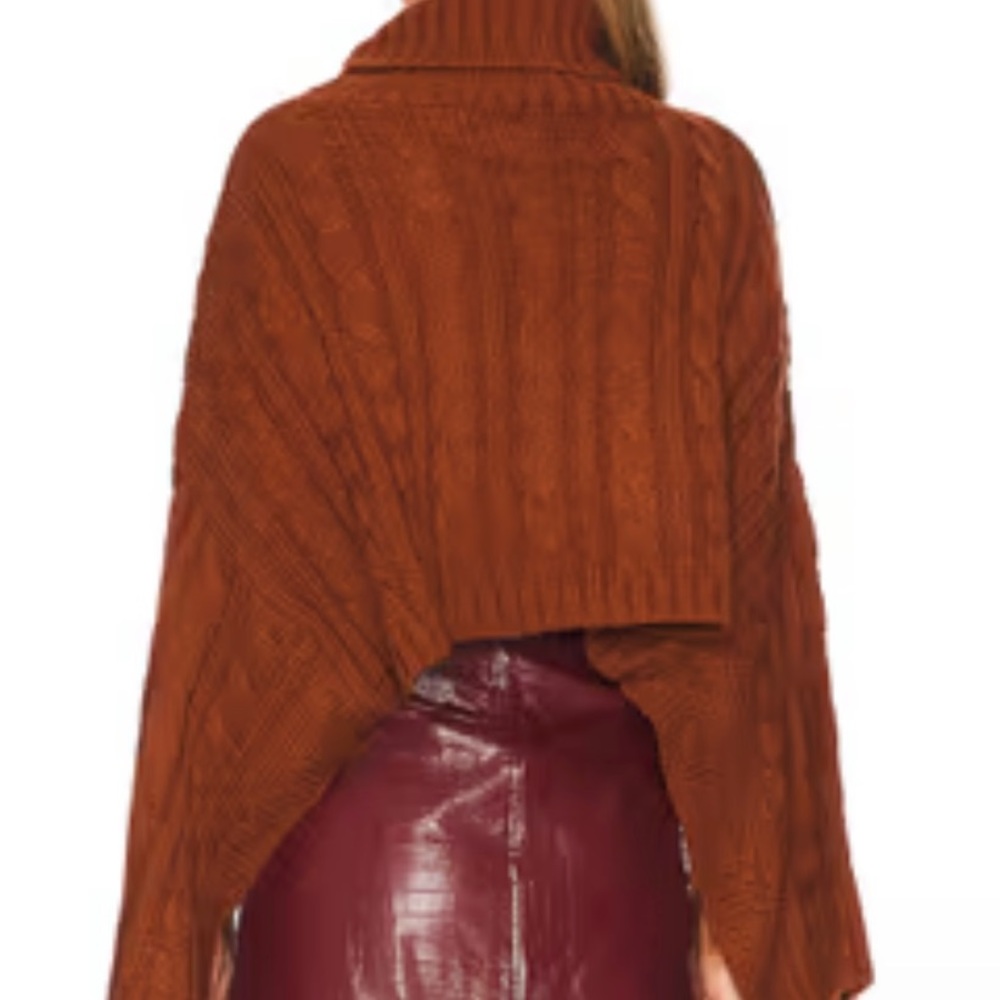 Steve Madden Sloane Cropped Turtle Neck Cable Knit Rust Color Sweater//XS - Picture 7 of 10
